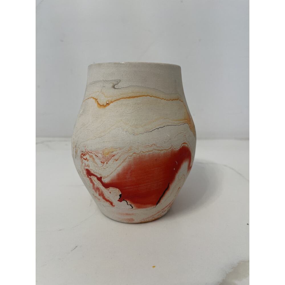 Nemadji Art Pottery Handpainted Vase Signed Native American Western 6"